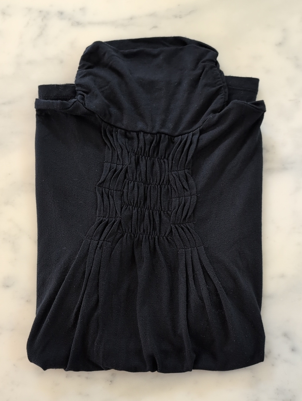 The Limited Rayon Spandex Front & High Neck W/Design Short Sleeve Blouse.